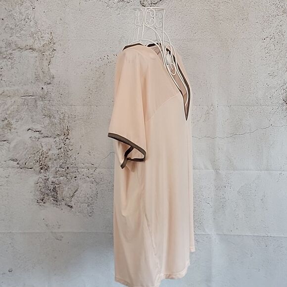 Euforia Bamboo Rayon Peach V-Neck Short Sleeve Top Womens Size L - Picture 5 of 10